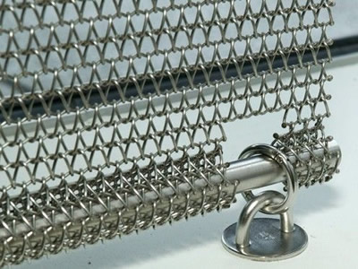 Details about wire mesh belt installs on the stainless steel rod.