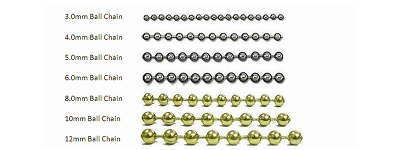 Several commonly used metal bead curtain sizes display