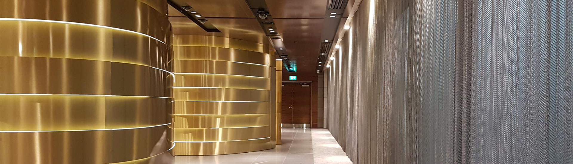 Metal coil drapery used in the Muscat International Airport