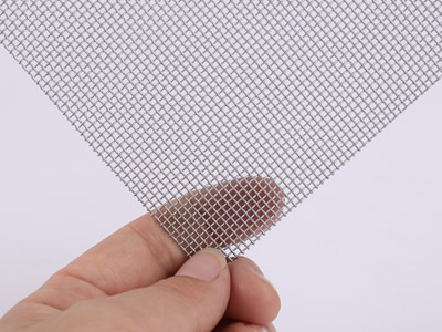 Stainless steel woven wire drapery sample.