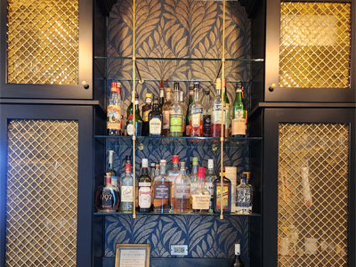 Woven metal mesh used for bar cabinet decoration