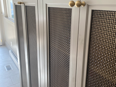 Woven metal mesh used for hotel cabinet decoration